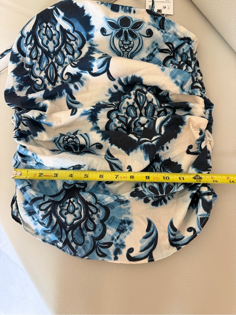 Zara NWT Blue White Printed Ruched Cami Top Size Medium - Picture 8 of 9